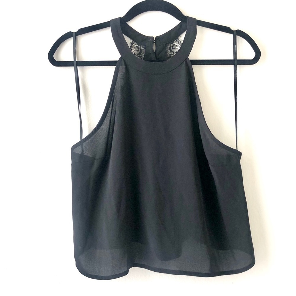 🛍 4/$25! F21 Black Lace Back Halter Crop Top
